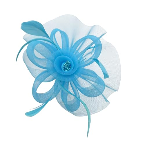 Saiyana Eleganter Flapper -Faszinator gefiederter Blumenhaarclip für Hochzeiten Partys Vintage Brautzubehör Mehrfarbentscheidung(Himmelblau) von Saiyana