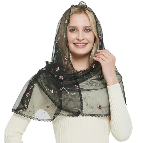 Saiyana Eleganter Spitzen-Tüll-Schleier, weicher, atmungsaktiver Schleier, verstellbare Damen-Hochzeits-Kopfbedeckung für versch von Saiyana