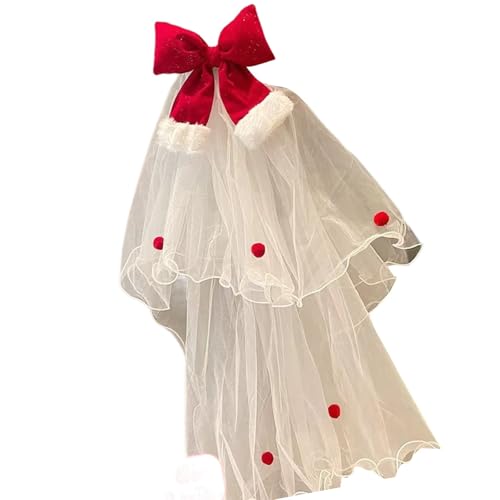 Saiyana Elegantes Haarteil mit Schleife und Schleier für Brautjungfern und Abschlussbälle. Kreatives Haarband mit Weihnachtsschl(A) von Saiyana