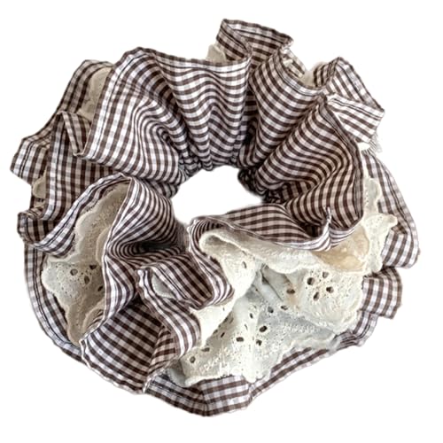 Saiyana Elegantes Spitzen-Haargummi, stilvolle Damen-Haargummis, doppellagige Haarringe für verschiedene Frisuren und Anlässe(Kaffee) von Saiyana