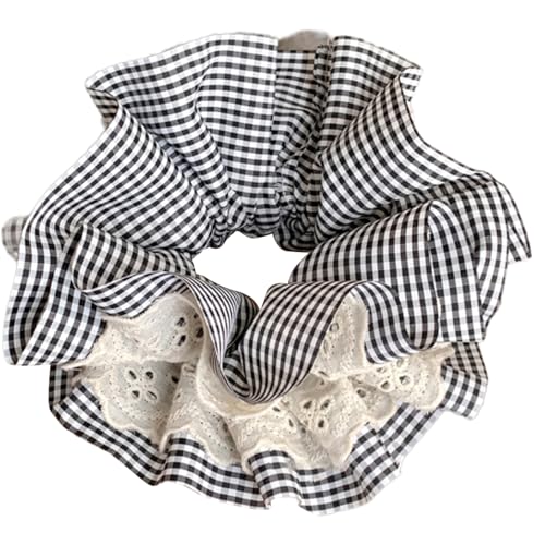 Saiyana Elegantes Spitzen-Haargummi, stilvolle Damen-Haargummis, doppellagige Haarringe für verschiedene Frisuren und Anlässe(Schwarz) von Saiyana