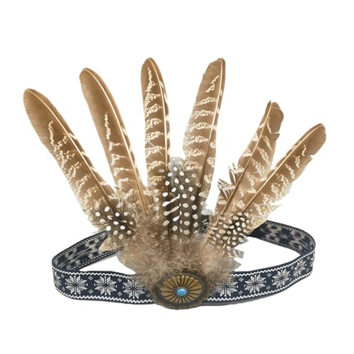 Saiyana Ethnische gefiederte Kopfbedeckung, handgefertigte Requisiten für Damen, Herren, Tänzer und Party-Enthusiasten, leichte(Stil 8) von Saiyana