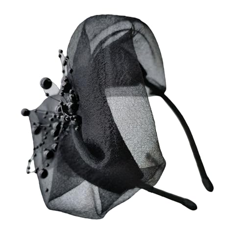 Saiyana Fascinator Stirnband für Frauen mit Perlen Haarschmuck Kopfbedeckung Haarschmuck Kopfbedeckung für Party Hochzeiten(Schwarz) von Saiyana