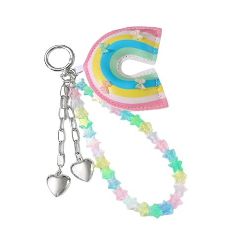 Saiyana Geflochtener Seilschlüsselringstar Schlüsselbund Leder Regenbogenautos Schlüsselkette Schöne Herz Keyrings Bag Anhänger Ornamente Charme Geflochten von Saiyana