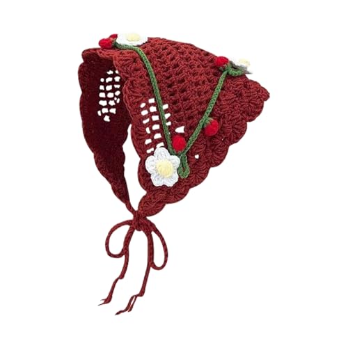 Saiyana Gehäkeltes Blumenmuster-Kopftuch, gehäkelte Haartücher, Raffhalter, heißer, Frühling, Reisen, Turban für Mädchen, Fo(Burgund) von Saiyana