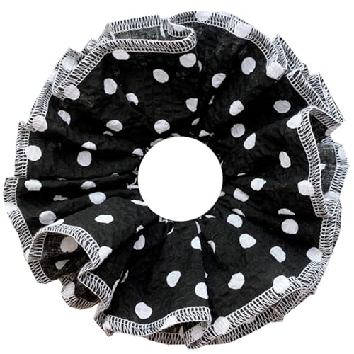 Saiyana Geraffte Haargummis, dicker Hochsteckfrisur, übergroßes Haargummi, elegantes Haarseil, Haargummi für Damen, Pferdeschwan(schwarze Punkte) von Saiyana