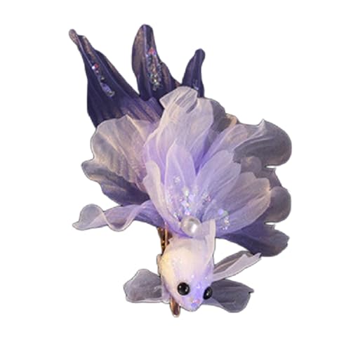 Saiyana Glitzer-Fisch, elegante Retro-Seitenklammer, Fisch-Haarspange, Glitzer, kreative Neuheit, Fisch-Prinzessin-Haarspangen,(Lila) von Saiyana