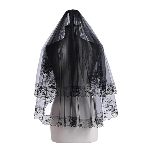 Saiyana Halloween-Kopfbedeckung mit schwarzem Schleier, weicher Tüllschleier, atmungsaktiv, lichtecht, Unisex-Accessoire, Haarsc(TS03) von Saiyana