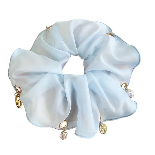 Saiyana Handgefertigte elastische Haare mit Perlen Pferdeschwanzhalter Haarringe für Mädchen elastischer Nicht -Slip -Haarzubehö(Blau) von Saiyana