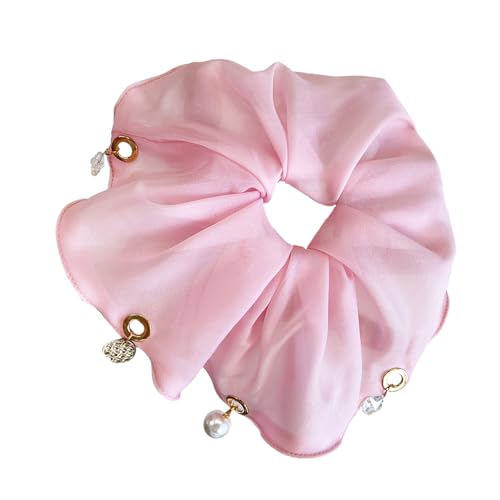 Saiyana Handgefertigte elastische Haare mit Perlen Pferdeschwanzhalter Haarringe für Mädchen elastischer Nicht -Slip -Haarzubehö(Rosa) von Saiyana