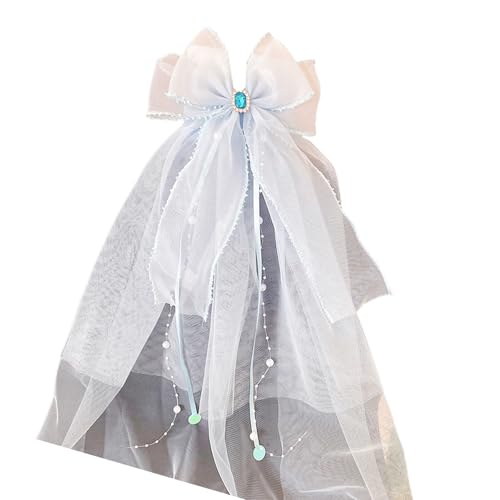 Saiyana Mädchen First Communion Schleier Set mit verstellbarem Haarclip und -Bogendesign weißer Spitze Kopfstück für Osterkleid(Saphir-Stil) von Saiyana