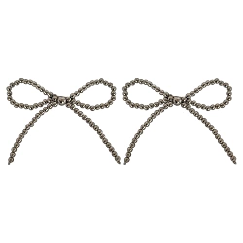 Saiyana Metallische Perlenschleifen, elegante 2000er-Jahre-Seitenclip-Schleifen, Haarspange, metallische Perlen, Perlen, Schleif(Silberne Clip-Perlenschleife) von Saiyana