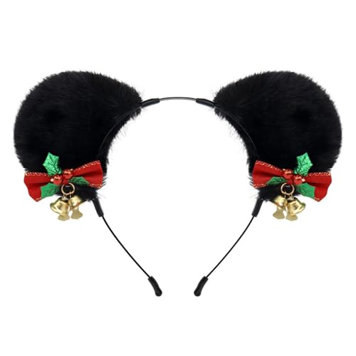 Saiyana Mistel Stirnband Pelzigen Ohr Pailletten Kopfbedeckung Weihnachten Party Foto Requisiten Party Kopfbedeckung Cosplay Zub(Schwarz) von Saiyana