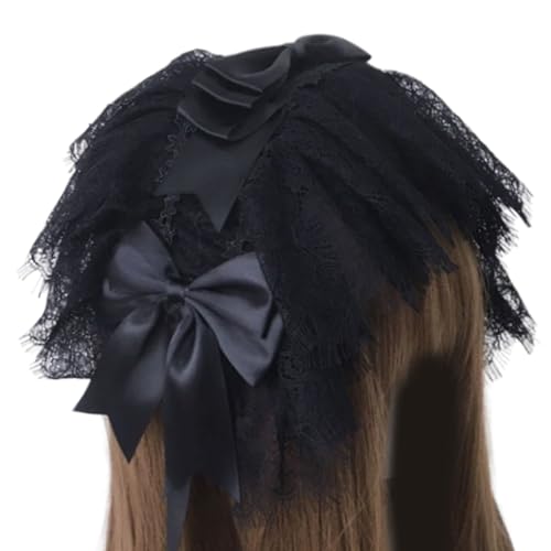 Saiyana Modische Spitzen-Haarbänder, Foto-Requisiten, Make-up-Spitzen-Rüschen-Stirnbänder, Party-Kopfbedeckung, lustige Stirnbän(Schwarz) von Saiyana