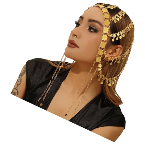Saiyana Münz Quasten Kopfkette Maskeraden Tanz Kopfstück Original handgefertigte handgefertigte Kette für Festivals und Hochzeit(FD015) von Saiyana
