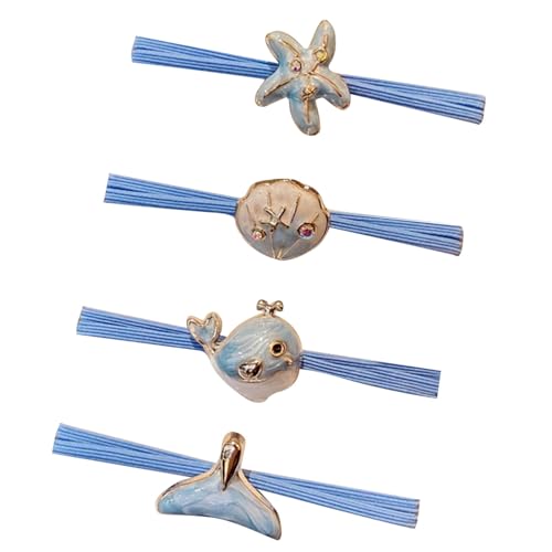 Saiyana Packung aus 4 Walkrawatten mit 4 walförmigen Haarbindungen elastische Haarbänder für Kinder Frauen weiche Stoff Haarzube von Saiyana