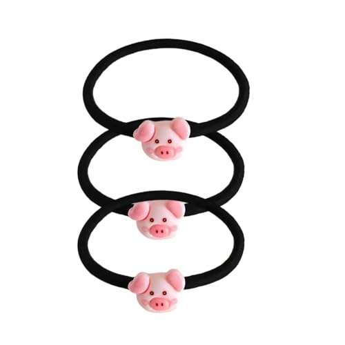 Saiyana Packung mit 3 Cartoon Piggy Hair Bindungen weiche elastische Risshöfe mit schönem Tierdesign für Frauen Mädchen Kinder t von Saiyana