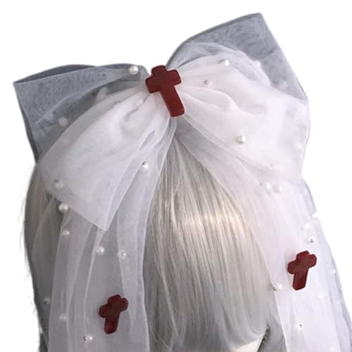 Saiyana Punk -Veil -Stirnband für Festivals und Partys einzigartige Mesh Designs Haarband mit gekreuzter Stecknadel für Mode -En(Rot) von Saiyana