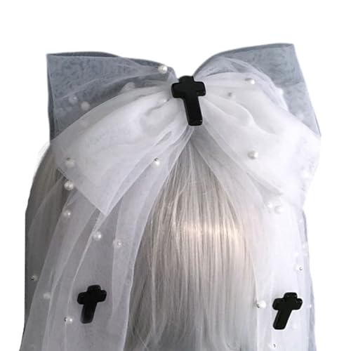 Saiyana Punk -Veil -Stirnband für Festivals und Partys einzigartige Mesh Designs Haarband mit gekreuzter Stecknadel für Mode -En(Schwarz) von Saiyana