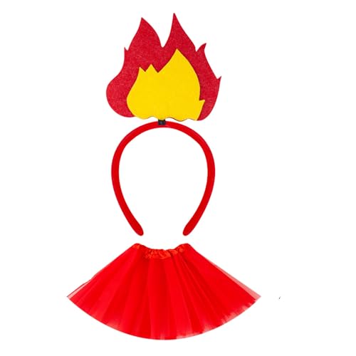 Saiyana Realistische Flammenform Haarband Tüllrock für Halloween -Konzerte Party Rollenspiel und Festivalverkleidungszubehör Acc(Stil B-Set) von Saiyana