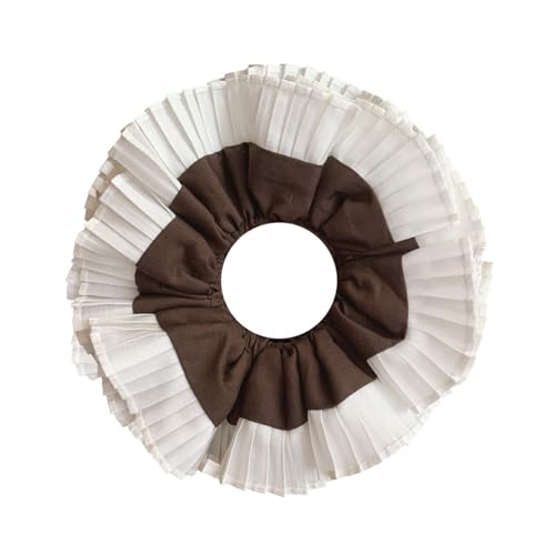 Saiyana Rüschen-Spitzen-Haargummis für Frauen, doppellagig, übergroßes Haargummi, elegante Haarbänder, Haargummis, Pferdeschwanz(Kaffee) von Saiyana