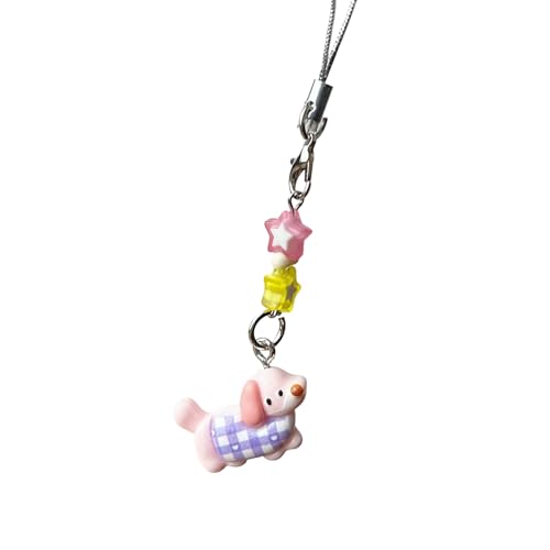 Saiyana Schöner Cartoon Dackel Telefon Charme süße Stylesharzmaterialien tragbar und einfach für Frauen und Studenten zu befesti（Lila von Saiyana