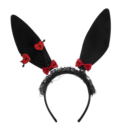 Saiyana Spitzen-Stirnbänder, Hasenohren, Haarreifen, glitzernd, für Halloween, Party, Versorgung, Schleife, glitzernde Schleif(Stil 2) von Saiyana