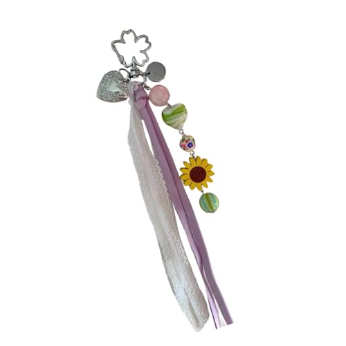 Saiyana Sunflowers Ribbon Charme für Handtaschen und Rucksäcke farbenfrohe Perle Keychain Ornament Geschenk für Geburtstage oder von Saiyana