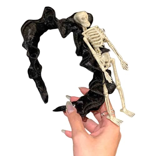 Saiyana Totenkopf-Skelett-Stirnband, Cosplay-Kopfbedeckung für Halloween-Partys und Themenveranstaltungen, bequeme Passform mit(Schwarz) von Saiyana