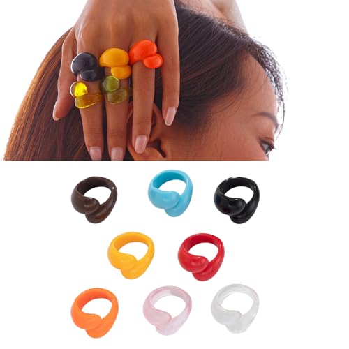 Saiyana Trendige Doppel Tröpfchen Acrylringe Unregelmäßiger Geometrischer Fingerringe Schmuck Für Partys Datum Und Tägliche Outfits Täglicher Kleidung von Saiyana