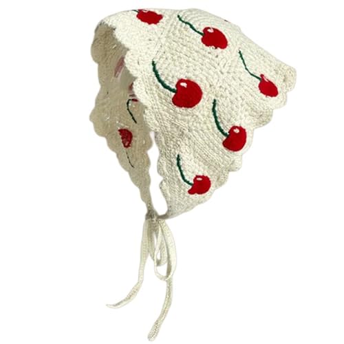 Saiyana Vintage-Blumen-Häkel-Haarbandana, Haar-Accessoires, modische Haarteile, weicher Strick-Haarschal für Frauen und Mädchen(KirscheA) von Saiyana