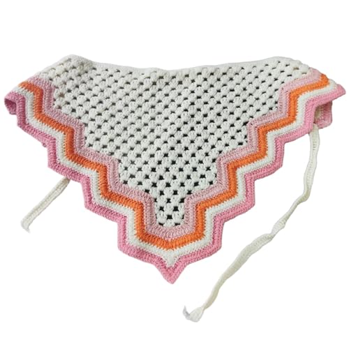 Saiyana Vintage-Blumen-Häkel-Haarbandana, Haar-Accessoires, modische Haarteile, weicher Strick-Haarschal für Frauen und Mädchen(dreifarbige Streifen) von Saiyana