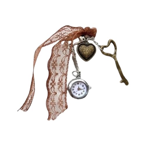 Saiyana Vintage Heart Pocket Watch Keychain Romance Alloy Designs besondere Geschenke für Liebhaber（braun von Saiyana