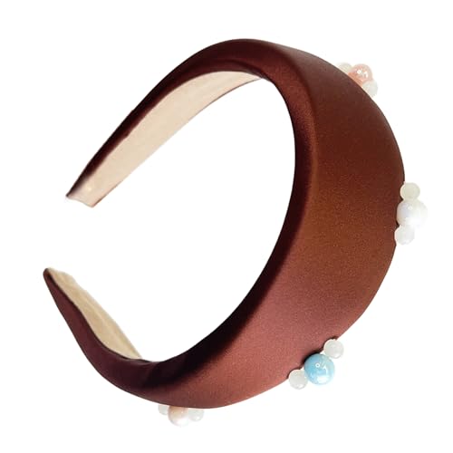Saiyana Vintage Perlen Stirnband für Frauen elegantes Haarzubehör mit Retro -Design und komfortable Fit -Mode -Kopfbedeckungen(Kaffeefarbe) von Saiyana