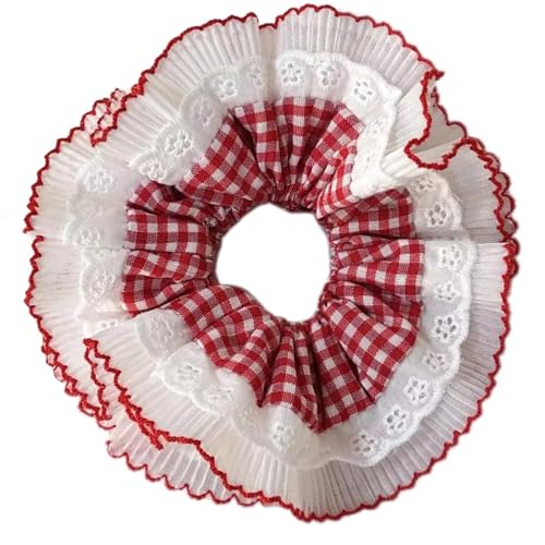 Saiyana Vintage-Spitzen-Haargummis, dickes Hochsteckfrisur, übergroßes Haargummi, elegantes Haarseil, Haargummi für Damen, Pferd(Rot) von Saiyana