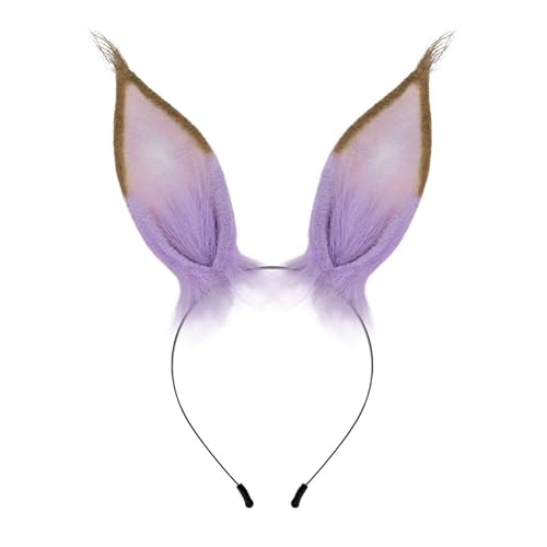 Saiyana Weihnachten Plüsch Kaninchen Haar Hoop Süße Hasen Kopfschmuck Elastische Haarbänder Kostüm Zubehör(Lila) von Saiyana