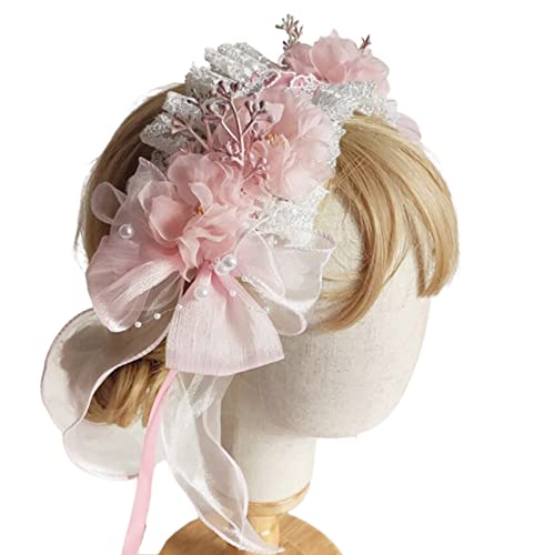 Spitzen-Blumen-Haarband für Damen, modisch, handgefertigt, breit, mit Haarband, Haarschmuck, Hochzeits-Haarschmuck für Frauen, zarter Hochzeits-Haarschmuck für Brautjungfern von Saiyana