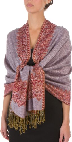 70" x 28" Boderder Pattern doppelschichtiger Pashmina Feel Schal/Stola - Rose Quartz 70" x 28" Boderder Pattern doppelschichtiger Pashmina Feel Schal/Stola - Rose Quartz von Sakkas