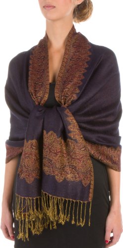 70" x 28" Boderder Pattern doppelschichtiger Pashmina Feel Schal/Stola - Sapphire 70" x 28" Boderder Pattern doppelschichtiger Pashmina Feel Schal/Stola - Sapphire von Sakkas