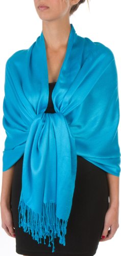 78" x 28" Eco-Friendly Bamboo Rayon Soft Solid Pashmina Schal/Stola - Azure Blue von Sakkas