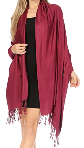 78" x 28" Eco-Friendly Bamboo Rayon Soft Solid Pashmina Schal/Stola - Burgandy von Sakkas