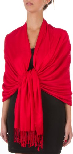 78" x 28" Eco-Friendly Bamboo Rayon Soft Solid Pashmina Schal/Stola - Rot von Sakkas