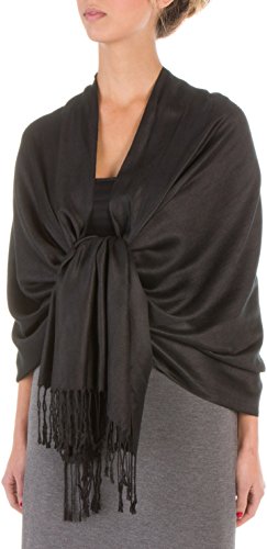 78" x 28" Eco-Friendly Bamboo Rayon Soft Solid Pashmina Schal/Stola - Schwarz von Sakkas