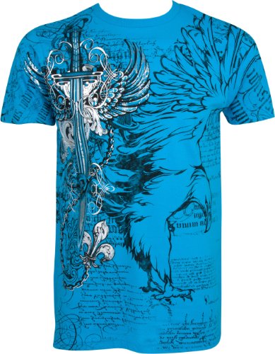 Eagle,Swoderd and Chains T-Shirt für Männer - Türkis/Medium von Sakkas