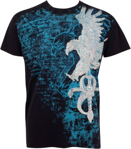 Eagle and Swoderd Metallic T-Shirt aus Baumwolle für Männer - Schwarz Small von Sakkas