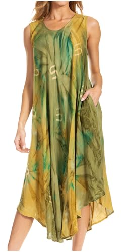 Sakkas 00831 Starlight Caftan Tank Kleid/Cover Up - Forest Green - Eine Größe von Sakkas