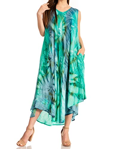 Sakkas 00831 Starlight Caftan Tank Kleid/Cover Up - Grün/Grau - OS von Sakkas