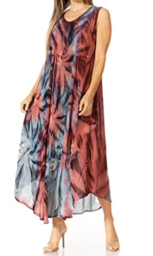 Sakkas 00831 Starlight Kaftan-Trägerkleid/Cover Up - Blau/Braun - OS Sakkas 00831 Starlight Kaftan-Trägerkleid/Cover Up - Blau/Braun - OS von Sakkas