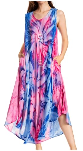 Sakkas 00831- Sternlicht-Kaftan-Behälter-Kleid/vertuschen-rosa/Navy-One Size von Sakkas