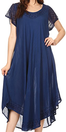 Sakkas 00931 Everyday Essentials Cap Sleeve Kaftan Kleid/Cover Up - Navy - Eine Größe von Sakkas